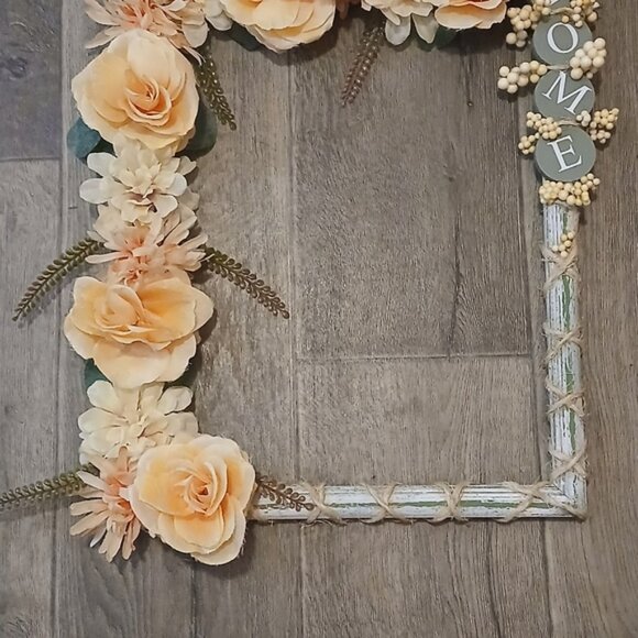 Other - Rustic Floral Picture Frame with Peach and Cream Accents